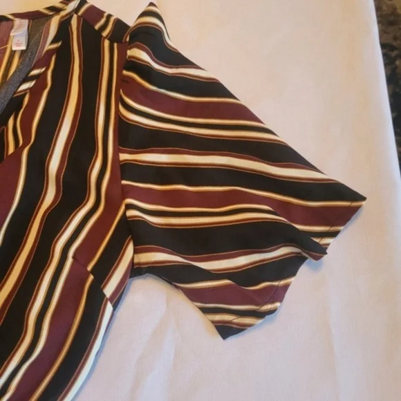 Xhilaration White/Black/Maroon Striped Wide Leg Jumpsuit - Picture 4 of 12